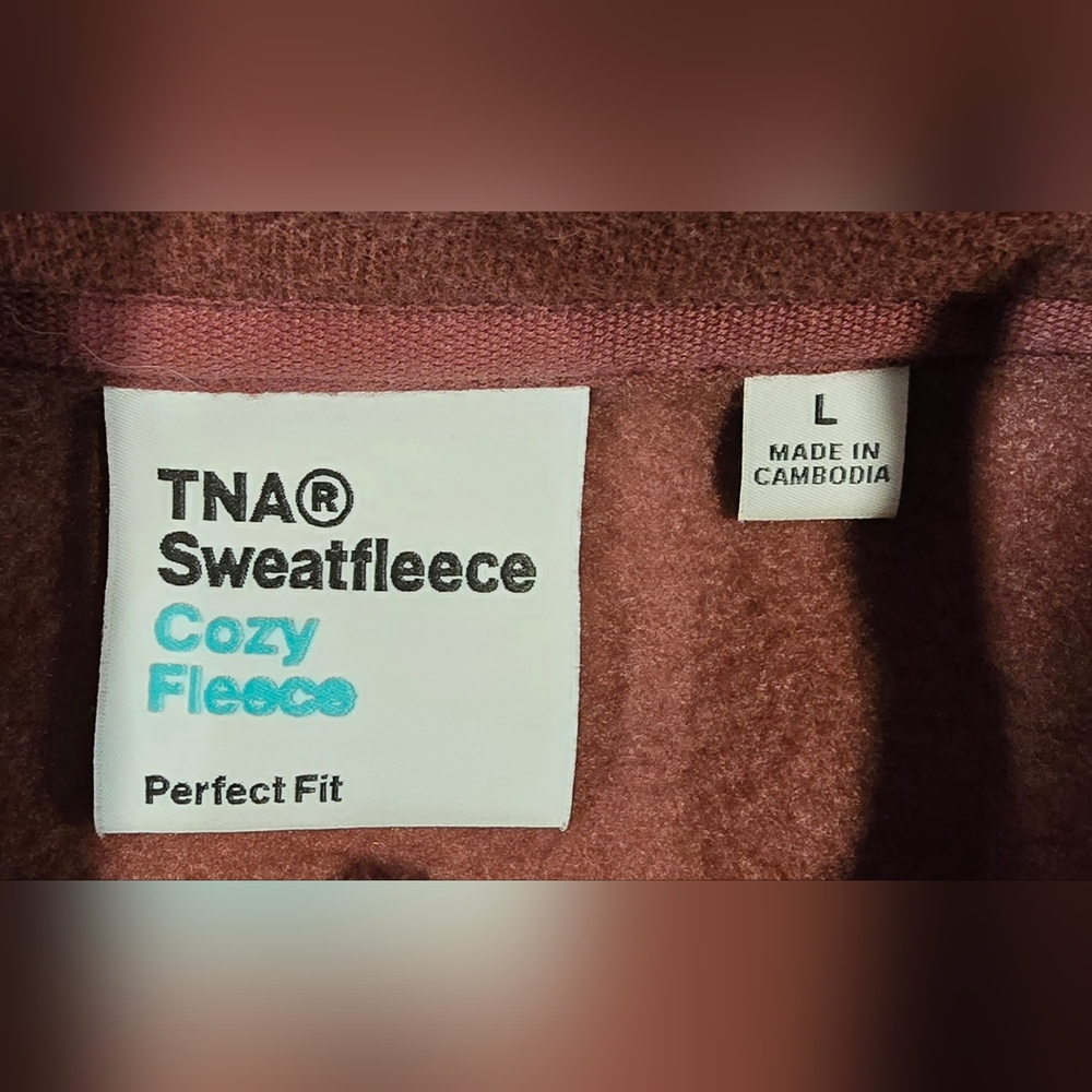 TNA Sweatfleece Cozy Fleece Quarter Zip Sweatshirt Size Large - Picture 3 of 6